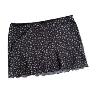 Floral Black Mini Skirt